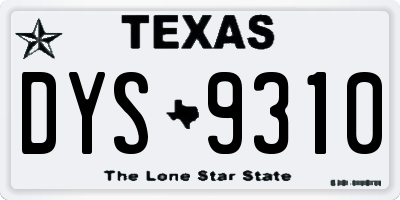 TX license plate DYS9310
