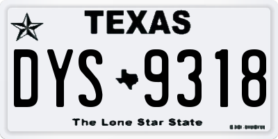 TX license plate DYS9318