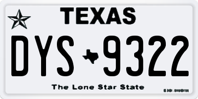TX license plate DYS9322