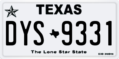 TX license plate DYS9331
