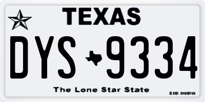 TX license plate DYS9334