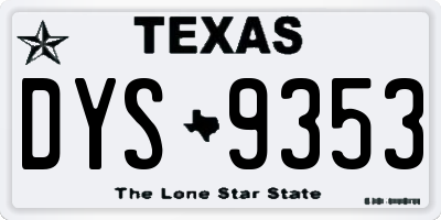 TX license plate DYS9353