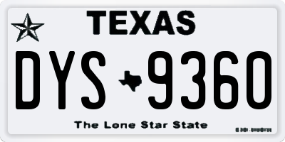 TX license plate DYS9360
