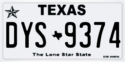 TX license plate DYS9374