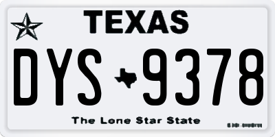 TX license plate DYS9378