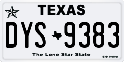 TX license plate DYS9383