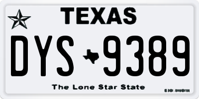 TX license plate DYS9389