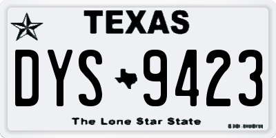 TX license plate DYS9423