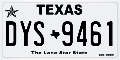 TX license plate DYS9461