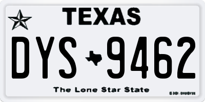 TX license plate DYS9462