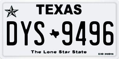 TX license plate DYS9496