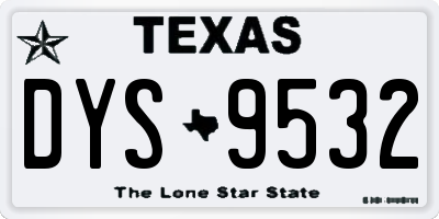 TX license plate DYS9532