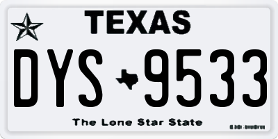 TX license plate DYS9533