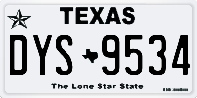 TX license plate DYS9534