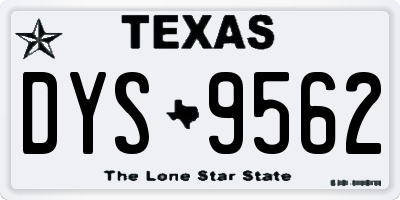TX license plate DYS9562