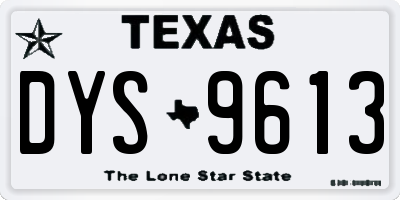 TX license plate DYS9613