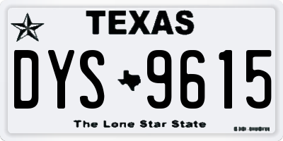TX license plate DYS9615