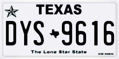 TX license plate DYS9616