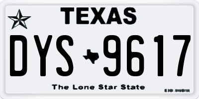 TX license plate DYS9617