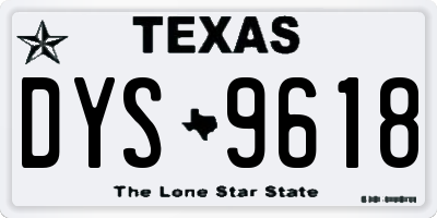TX license plate DYS9618