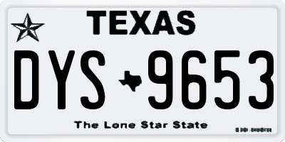 TX license plate DYS9653