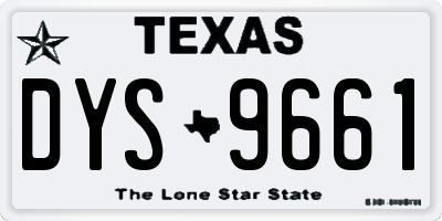 TX license plate DYS9661