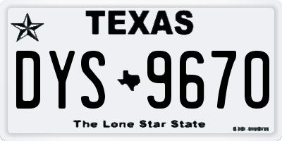 TX license plate DYS9670