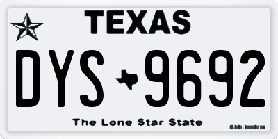 TX license plate DYS9692