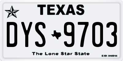 TX license plate DYS9703