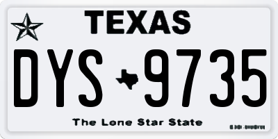 TX license plate DYS9735