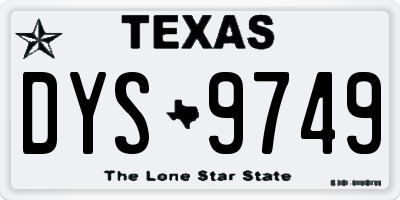 TX license plate DYS9749