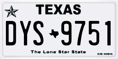 TX license plate DYS9751