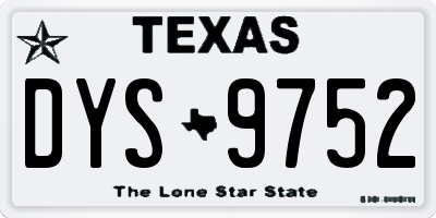 TX license plate DYS9752