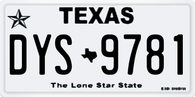 TX license plate DYS9781