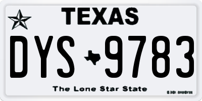 TX license plate DYS9783