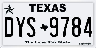 TX license plate DYS9784