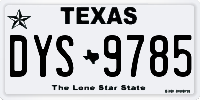 TX license plate DYS9785