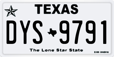 TX license plate DYS9791