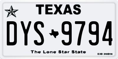 TX license plate DYS9794
