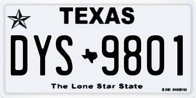 TX license plate DYS9801