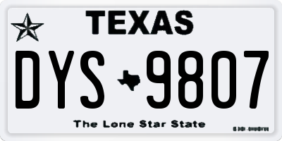 TX license plate DYS9807