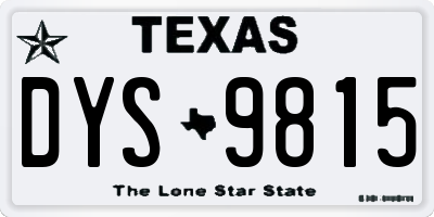 TX license plate DYS9815