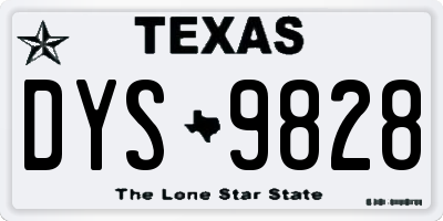 TX license plate DYS9828