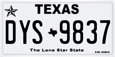 TX license plate DYS9837