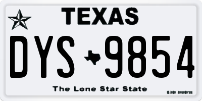 TX license plate DYS9854