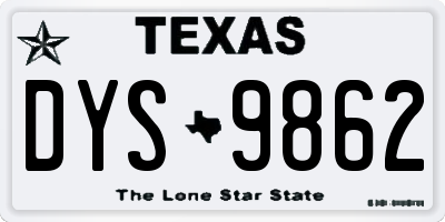 TX license plate DYS9862