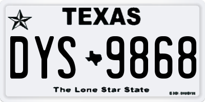 TX license plate DYS9868