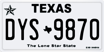 TX license plate DYS9870