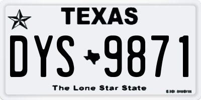 TX license plate DYS9871