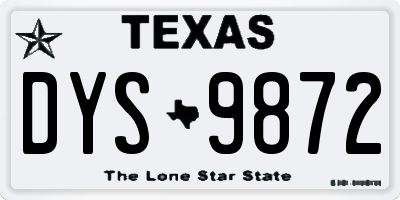 TX license plate DYS9872